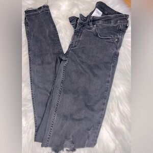 H & M Low Waist Super Skinny Black Distressed Jeans 27” Waist, 32” Length